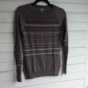 Smartwool Women's Gray Patterned Crewneck Sweater with Subtle Stripes